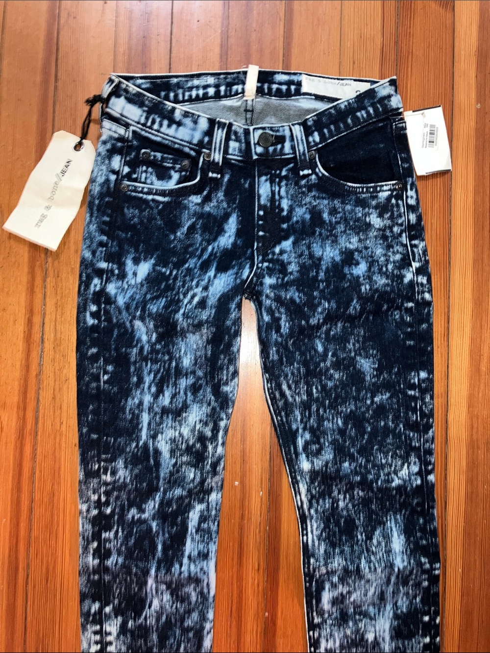 rag & bone Blue Acid-Wash Skinny Jeans
